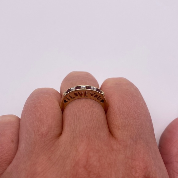 10k yellow gold Ruby and diamonds ring - Picture 13 of 13